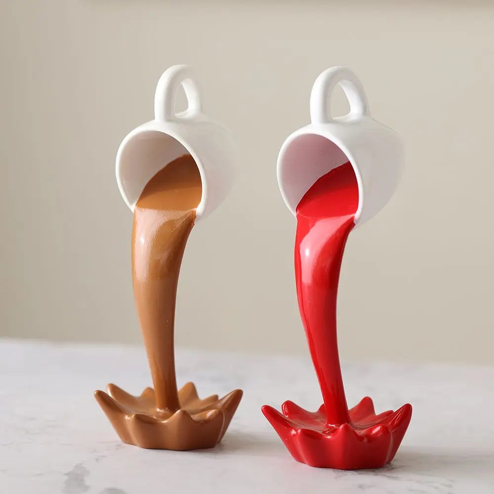Creative Coffee Cup Design Gift For Coffee Lover Kitchen Decor Sculpture Floating Coffee Cup Pouring Liquid Coffee Mug
