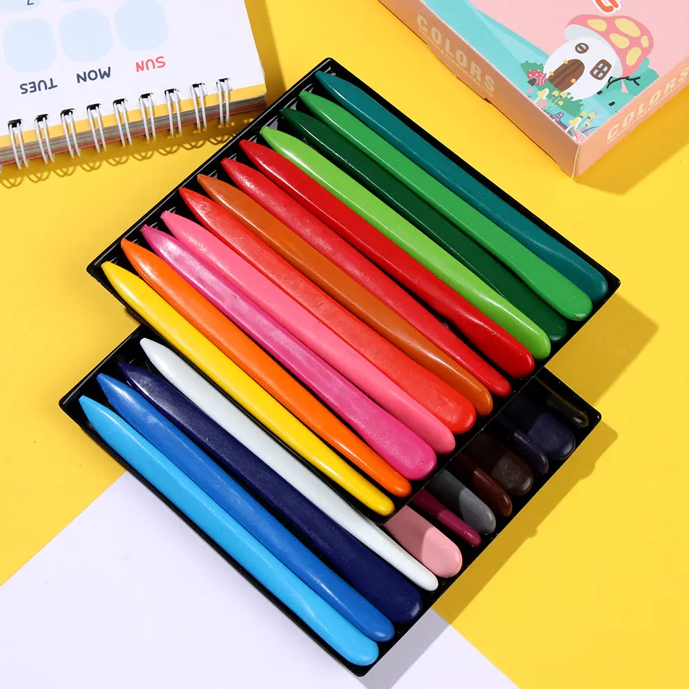 6/12/24/36 Colors Non Dirty Hand Washable Triangular Plastic Crayon Student Oil Painting Stick Early Childhood Education Tools