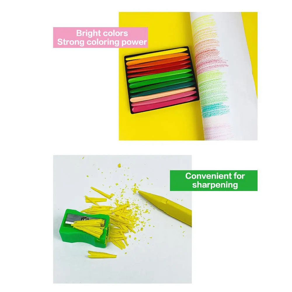 6/12/24/36 Colors Non Dirty Hand Washable Triangular Plastic Crayon Student Oil Painting Stick Early Childhood Education Tools