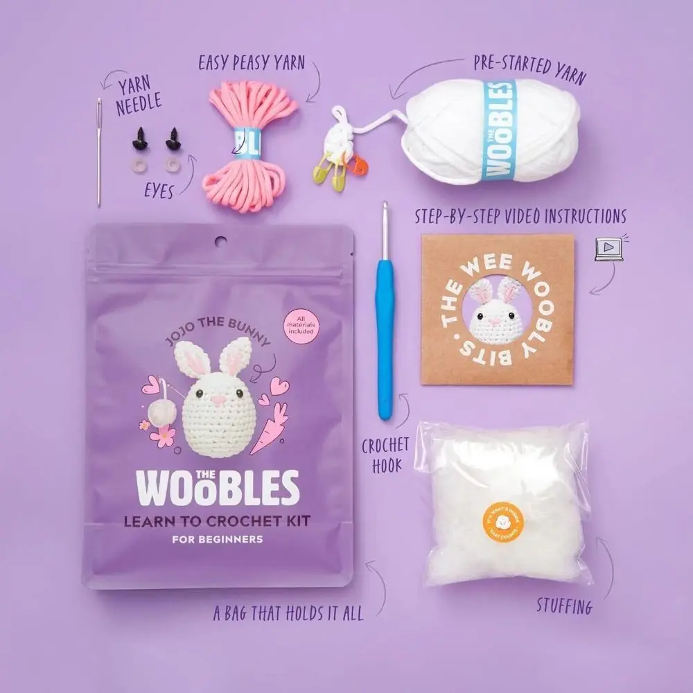 Beginner Crochet Kit with Crochet Hooks Yarn Set DIY Crochet Stuffed Animal Kits