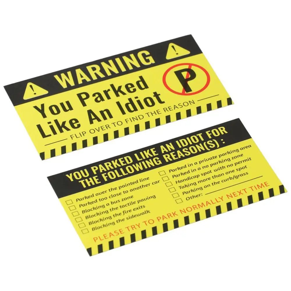 100 Pieces Bad Parking Cards,Bad Parking Stickers Funny Parking Violation Cards with Multi Violation Reasons