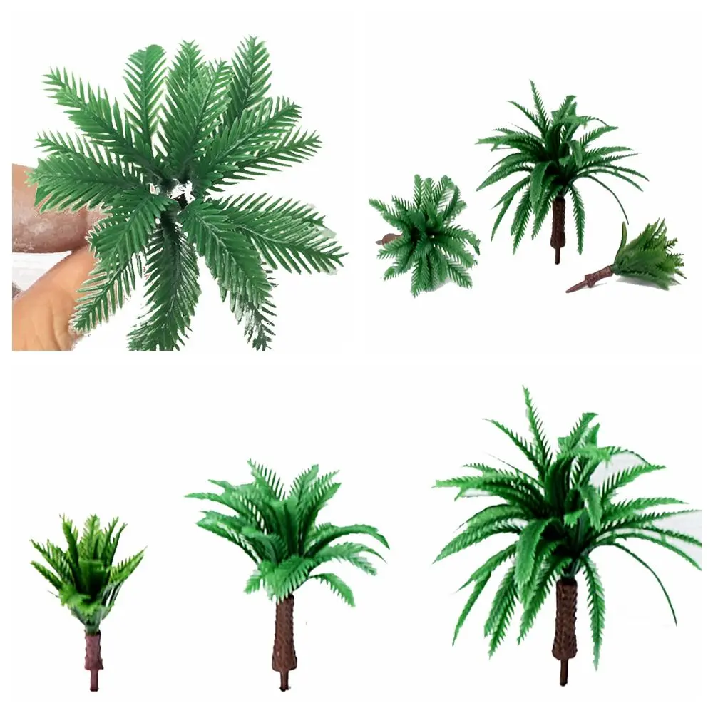 10pcs Artificial Miniature Palm Trees Scenery Layout Model Plastic Tree Train Coconut Rainforest Toys For Ho Train Layout