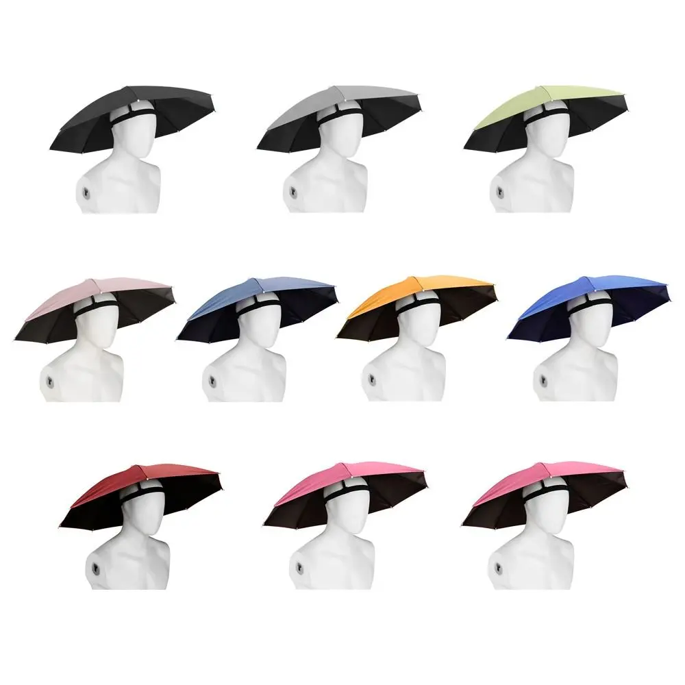 Foldable Head Umbrella Hat Windproof Fishing Head Wearing Sunshade Rain Gear Outdoor Portable Umbrella Camping Beach Head Hats