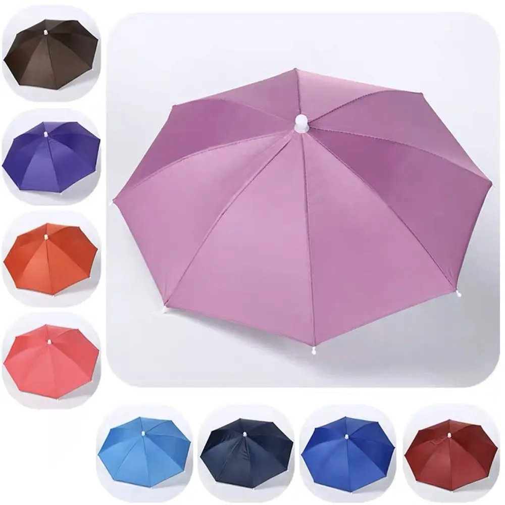Foldable Head Umbrella Hat Windproof Fishing Head Wearing Sunshade Rain Gear Outdoor Portable Umbrella Camping Beach Head Hats