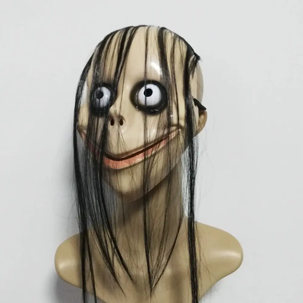 Halloween MO MO Mask Horror Ghost Big Eyes Funny Mask With Long Hair Party Costume Props Female Ghost Mask Halloween Cosplay