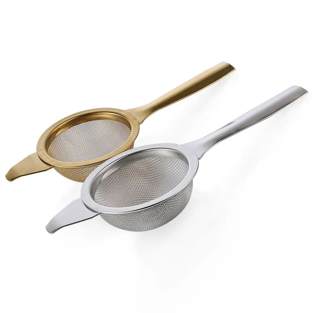 1set Fine Tea Strainer Filters Kongfu Stainless Steel Mesh Colander Reusable Teapot Infuser With Handle