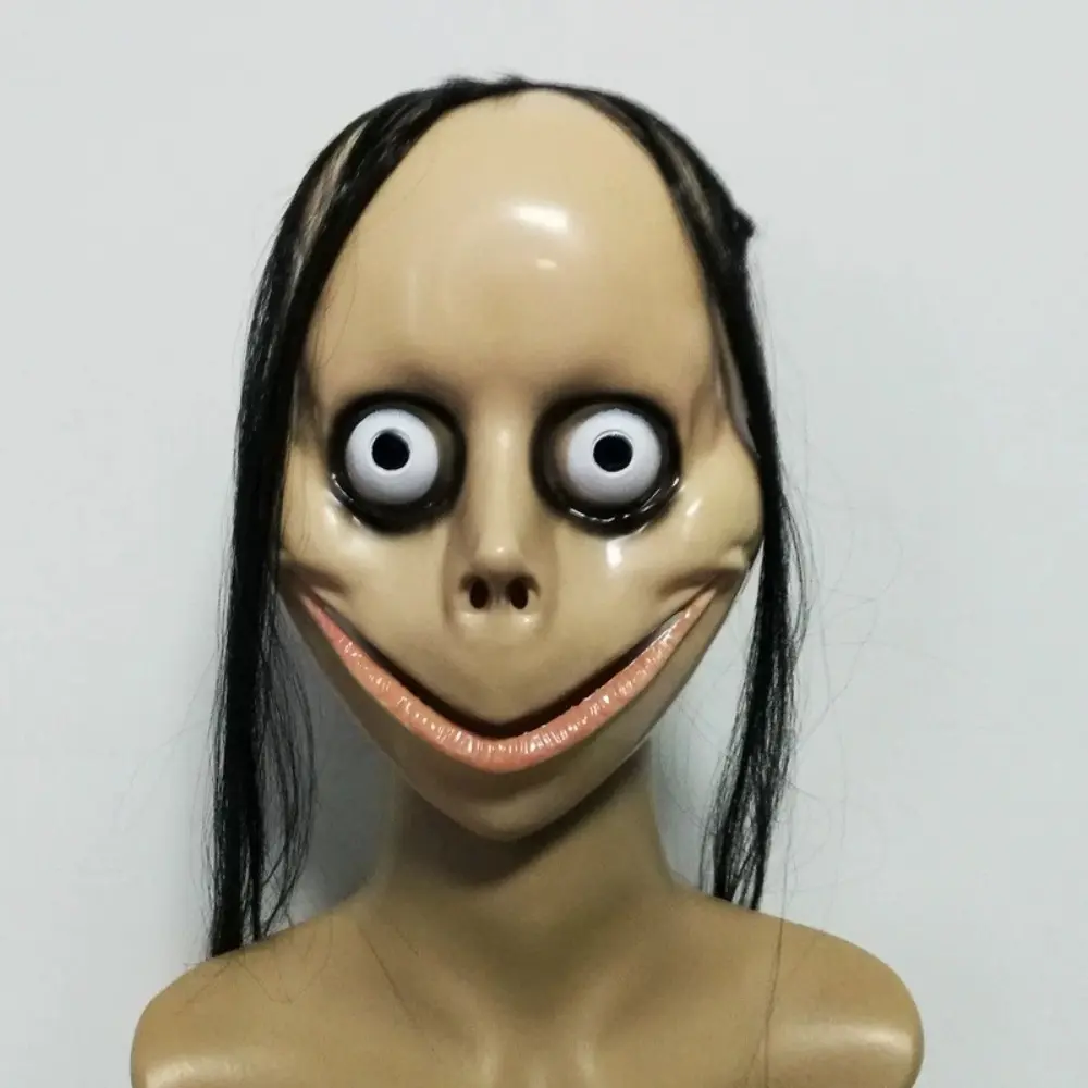 Halloween MO MO Mask Horror Ghost Big Eyes Funny Mask With Long Hair Party Costume Props Female Ghost Mask Halloween Cosplay