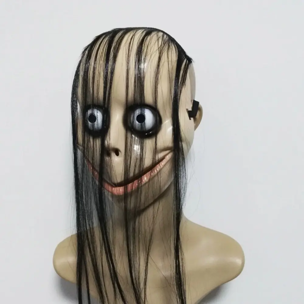 Halloween MO MO Mask Horror Ghost Big Eyes Funny Mask With Long Hair Party Costume Props Female Ghost Mask Halloween Cosplay