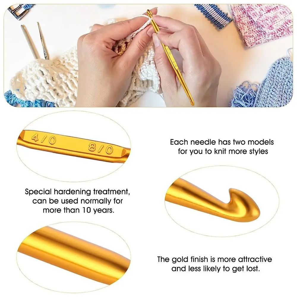 Gold Double End Crochet Hooks New Aluminum Crocheting Needles Crochet Needles Knitting