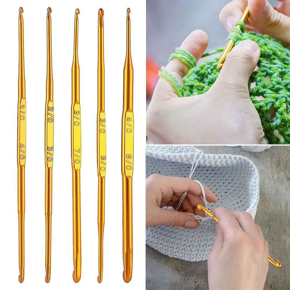 Gold Double End Crochet Hooks New Aluminum Crocheting Needles Crochet Needles Knitting