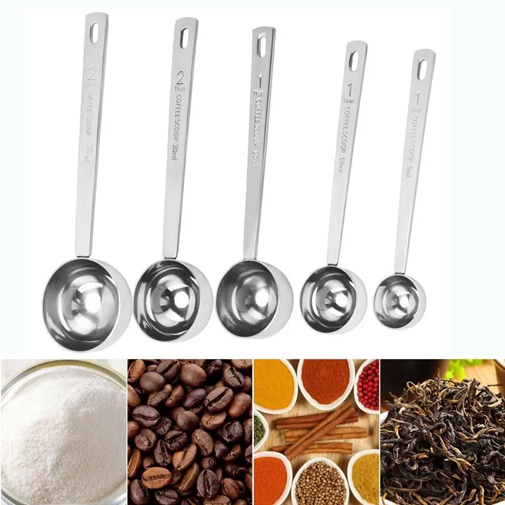 Coffee Scoop Powder Spoon Thicken Stainless Steel Tablespoon Measuring Spoon 5/10/15/20/30ML