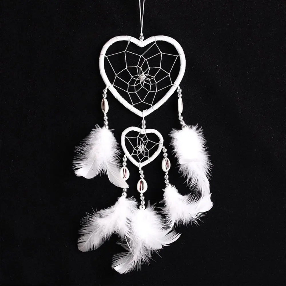 Feather Dream Catcher Wind Chimes Car Interior Wall Dream Catcher Ornaments Home Decoration Love Heart Shape