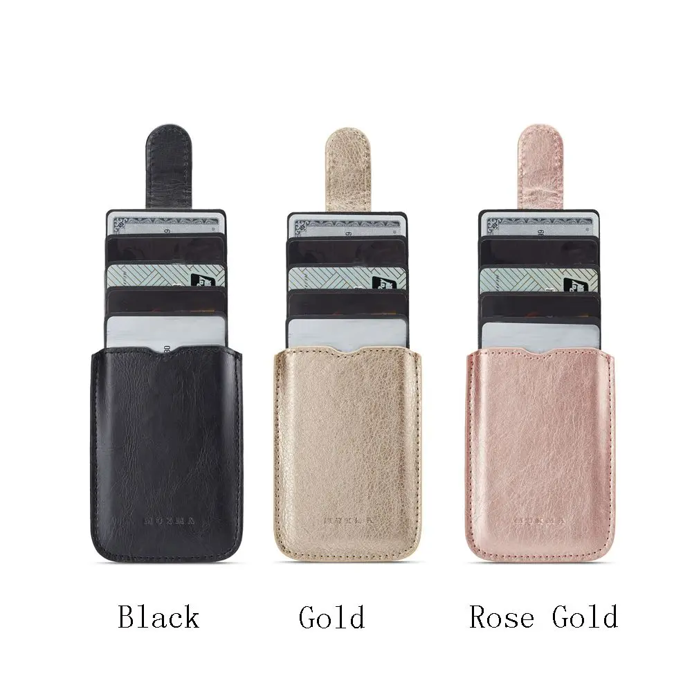 Fashion New 5 Card Pockets Phone ID Card Holder Men Women PU Leather Wallet Card Holder Bag Adhesive Case Pouch