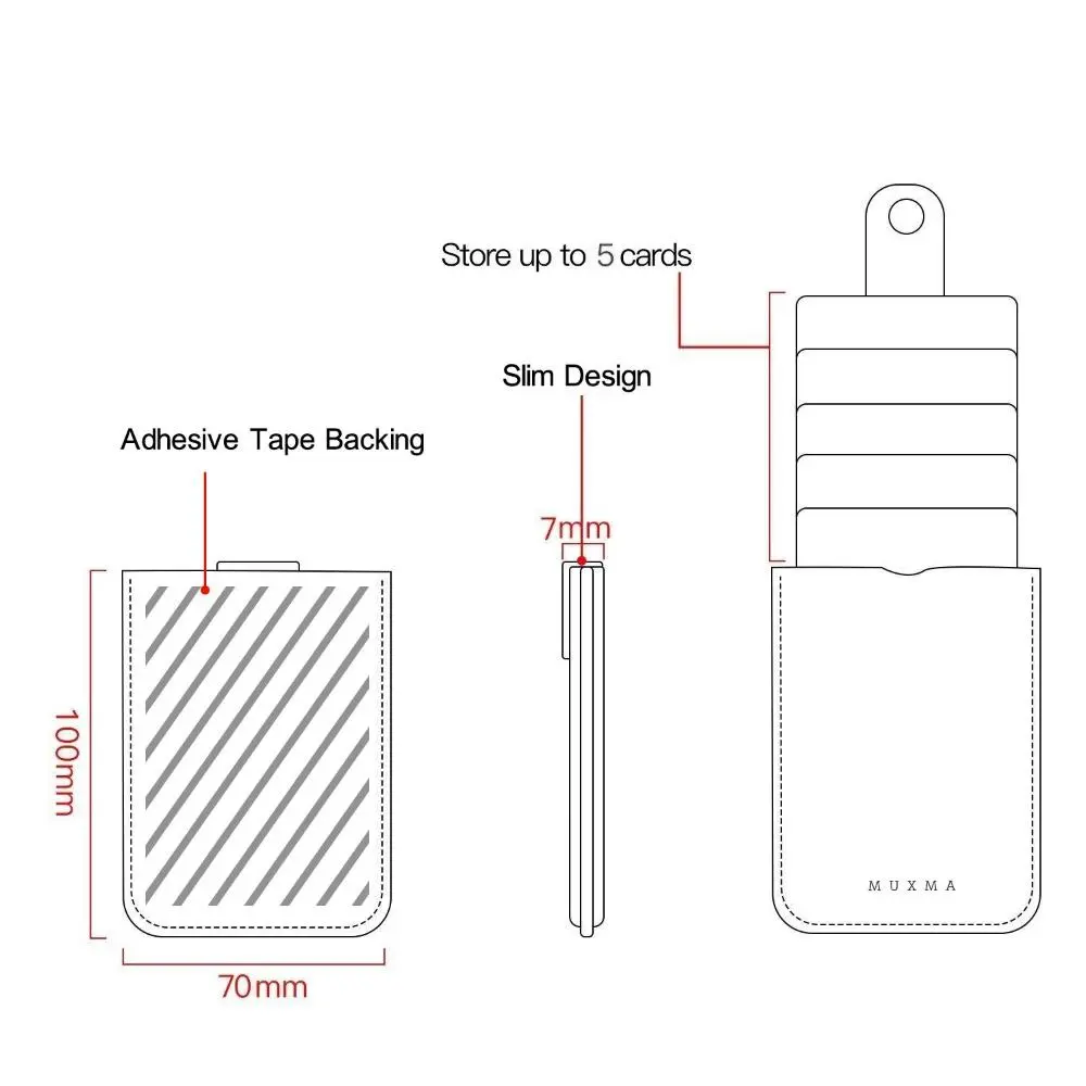 Fashion New 5 Card Pockets Phone ID Card Holder Men Women PU Leather Wallet Card Holder Bag Adhesive Case Pouch