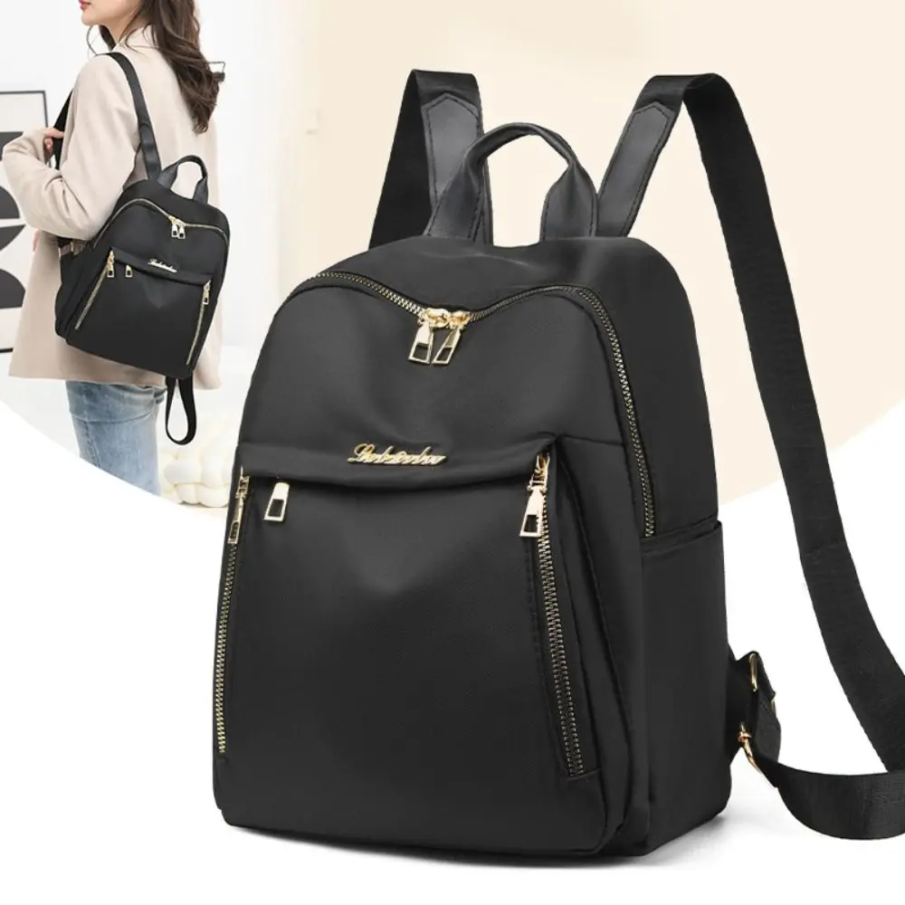 Simple Black Large Capacity Backpacks Women Travel Bag Solid Harajuku Student Schoolbag Oxford Backpack Unisex Bags