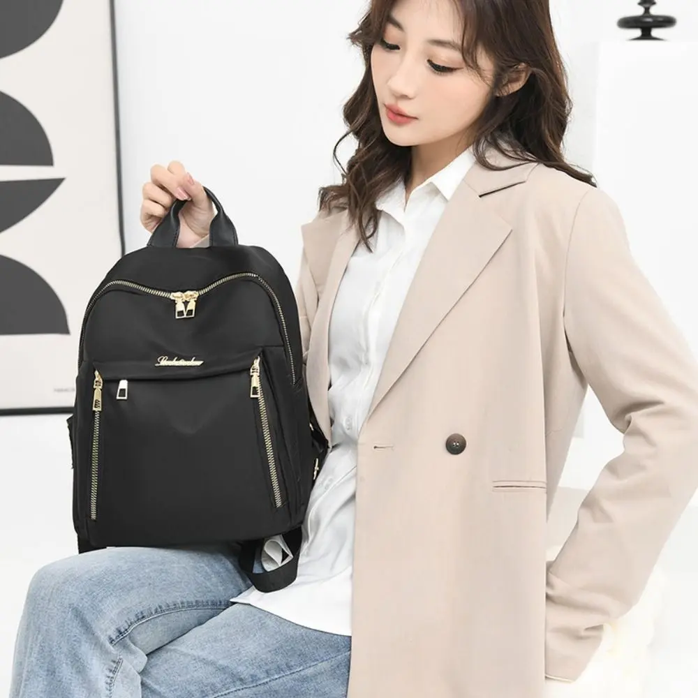 Simple Black Large Capacity Backpacks Women Travel Bag Solid Harajuku Student Schoolbag Oxford Backpack Unisex Bags