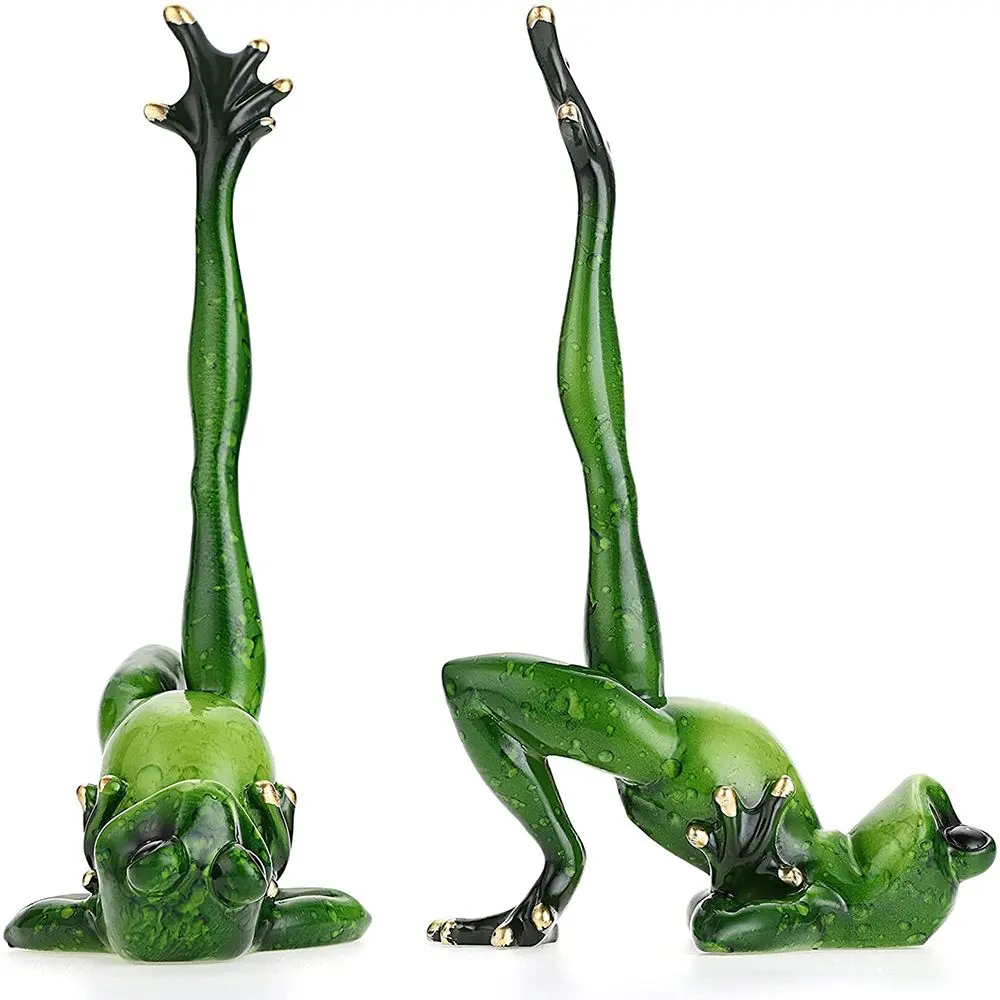 Artificial Home & Garden Table Desk Decor Collectible Miniatures Sculpture Statue Figurine Decoration Yoga Frogs Frog Sculpture