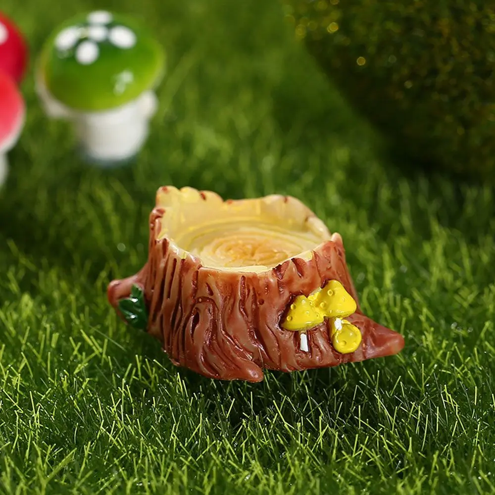 Mini Tree Stump Miniature Figurine House Resin Statue Micro Landscape Fairy Garden Craft Dollhouse Ornament Home Decoration