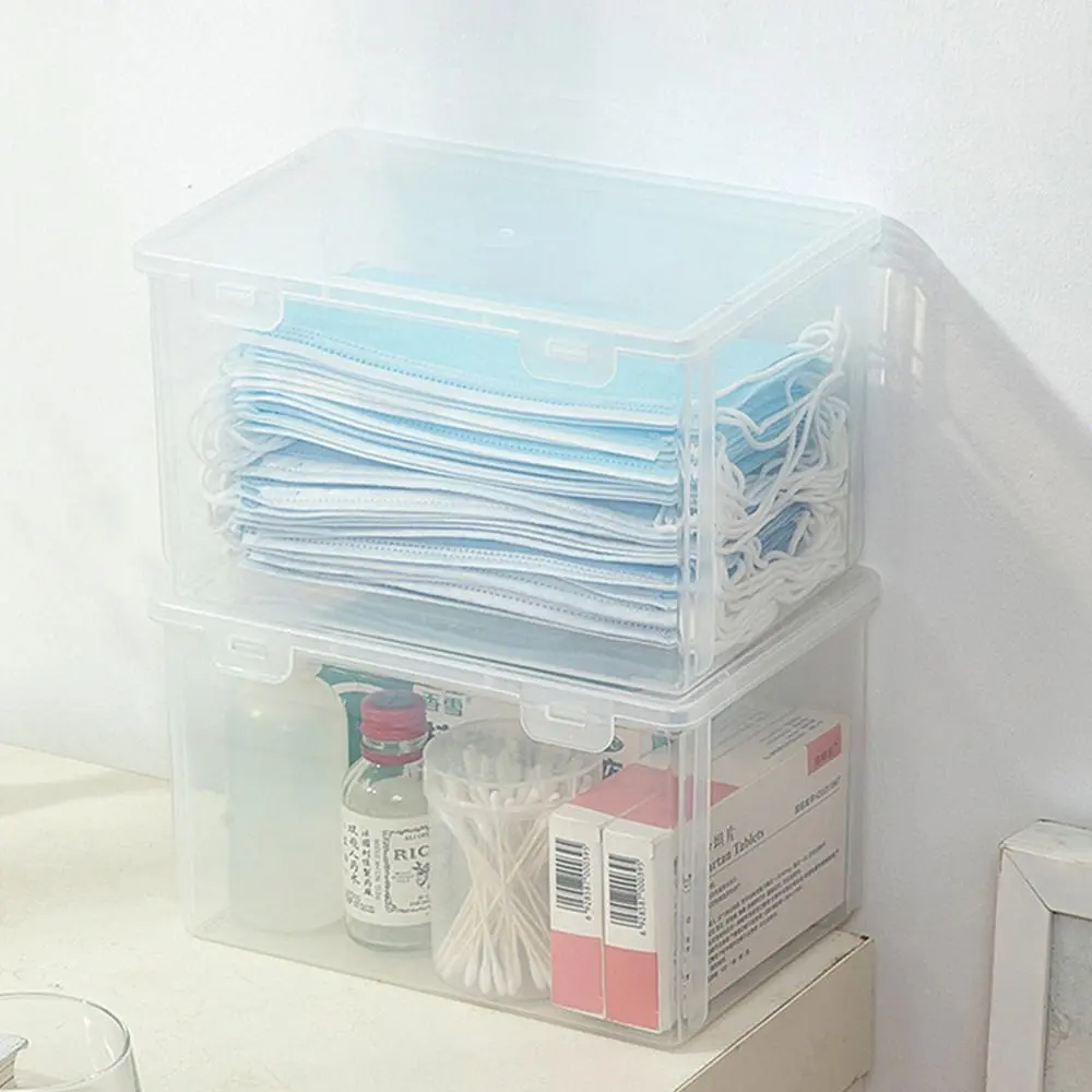 1Pcs Thickened Mask Storage Box Portable Transparent Flip Drug Storage Box Pill Jewelery Earrings Cosmetics Storage Box