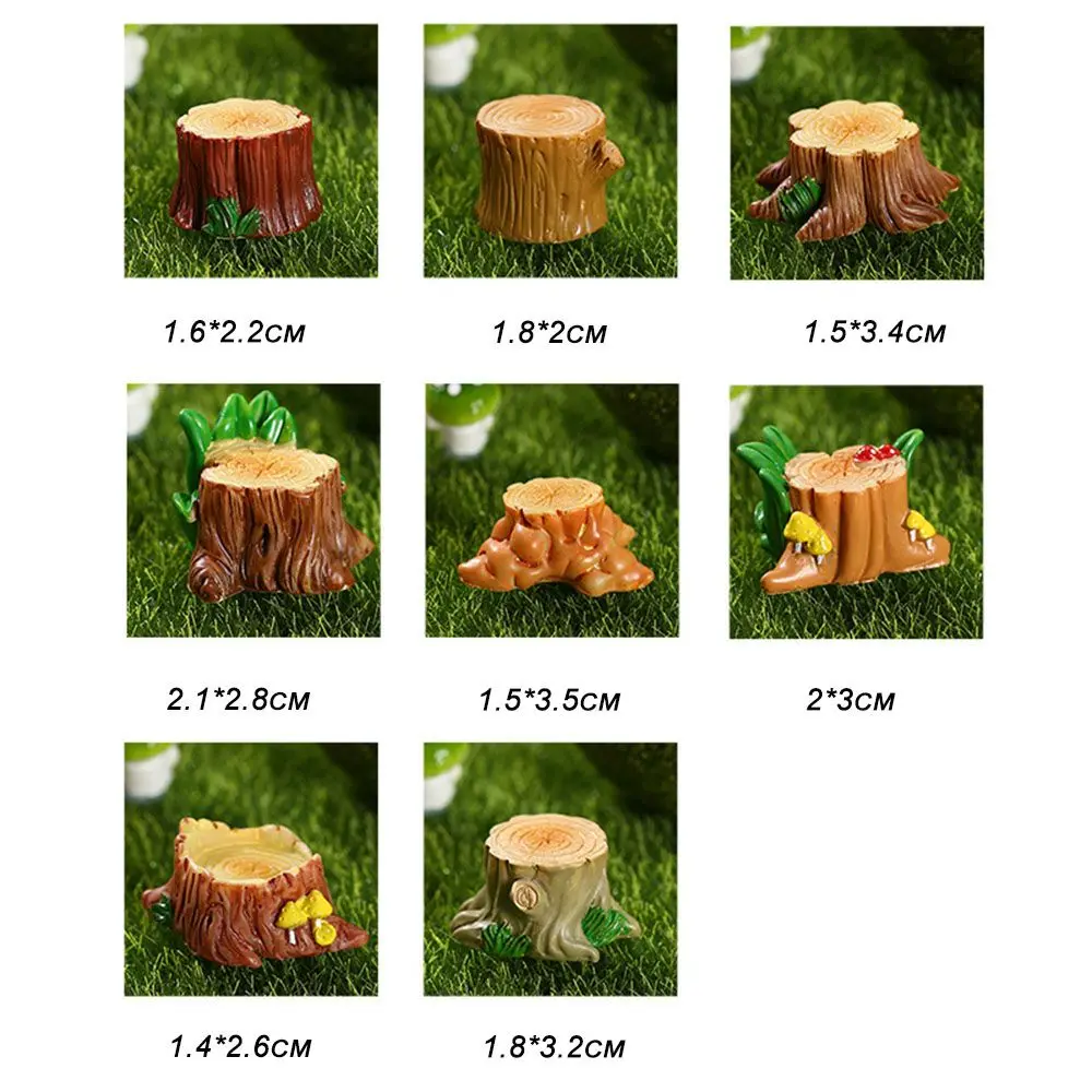 Mini Tree Stump Miniature Figurine House Resin Statue Micro Landscape Fairy Garden Craft Dollhouse Ornament Home Decoration