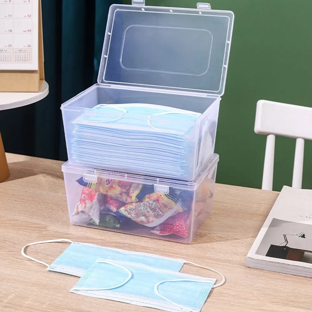 1Pcs Thickened Mask Storage Box Portable Transparent Flip Drug Storage Box Pill Jewelery Earrings Cosmetics Storage Box