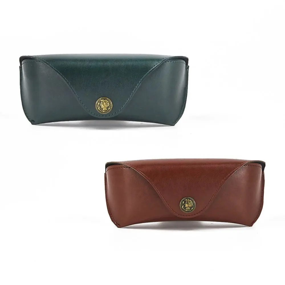 Retro Soft Brown Leather Glasses Case Portable Unisex Leather Eye Glasses Sunglasses Holder Box Protective Glasses Box