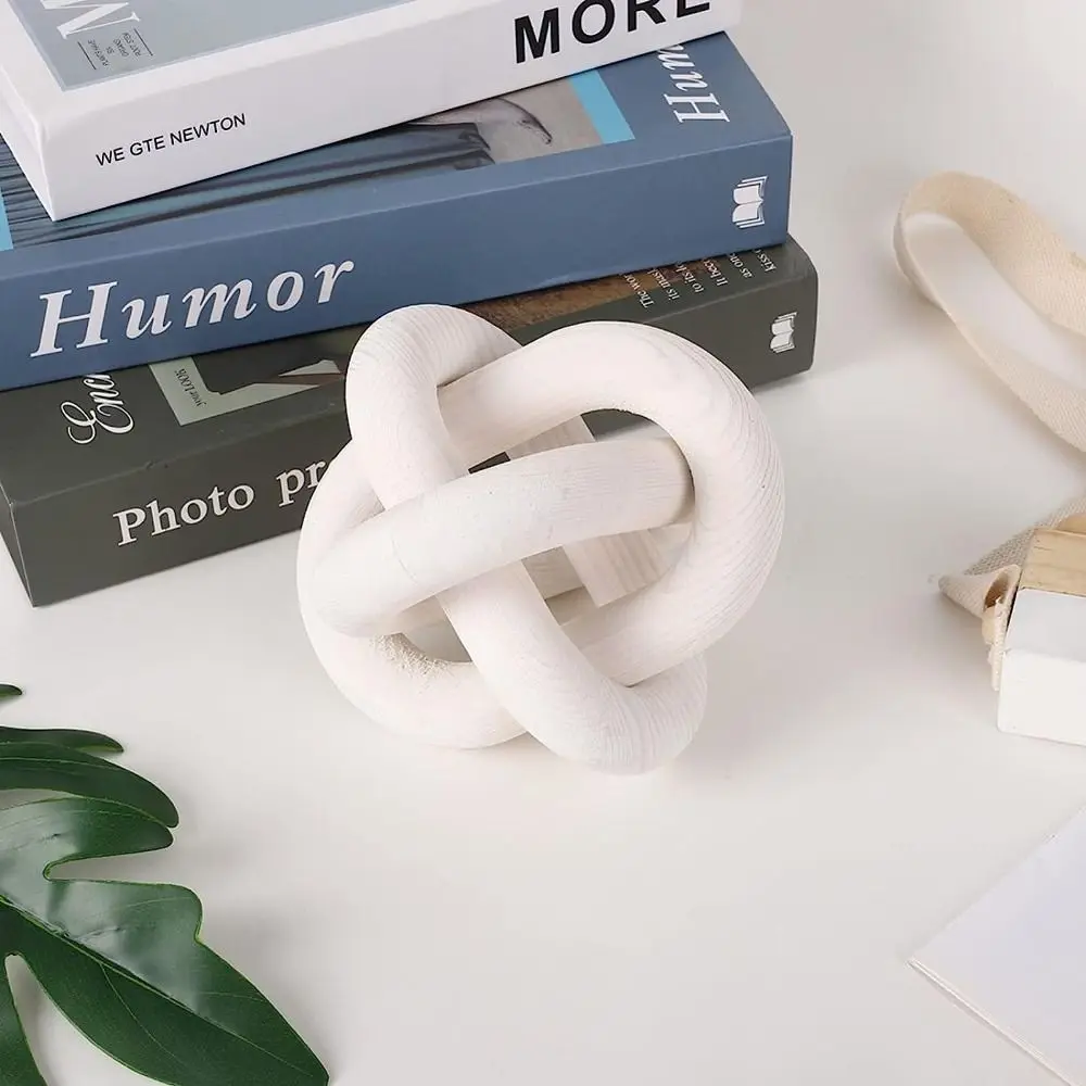 Modern Farmhouse Accents Hand Carved Wood Knot Decor Wood Chain Link Decor Shelf Decor 3-Link Pine