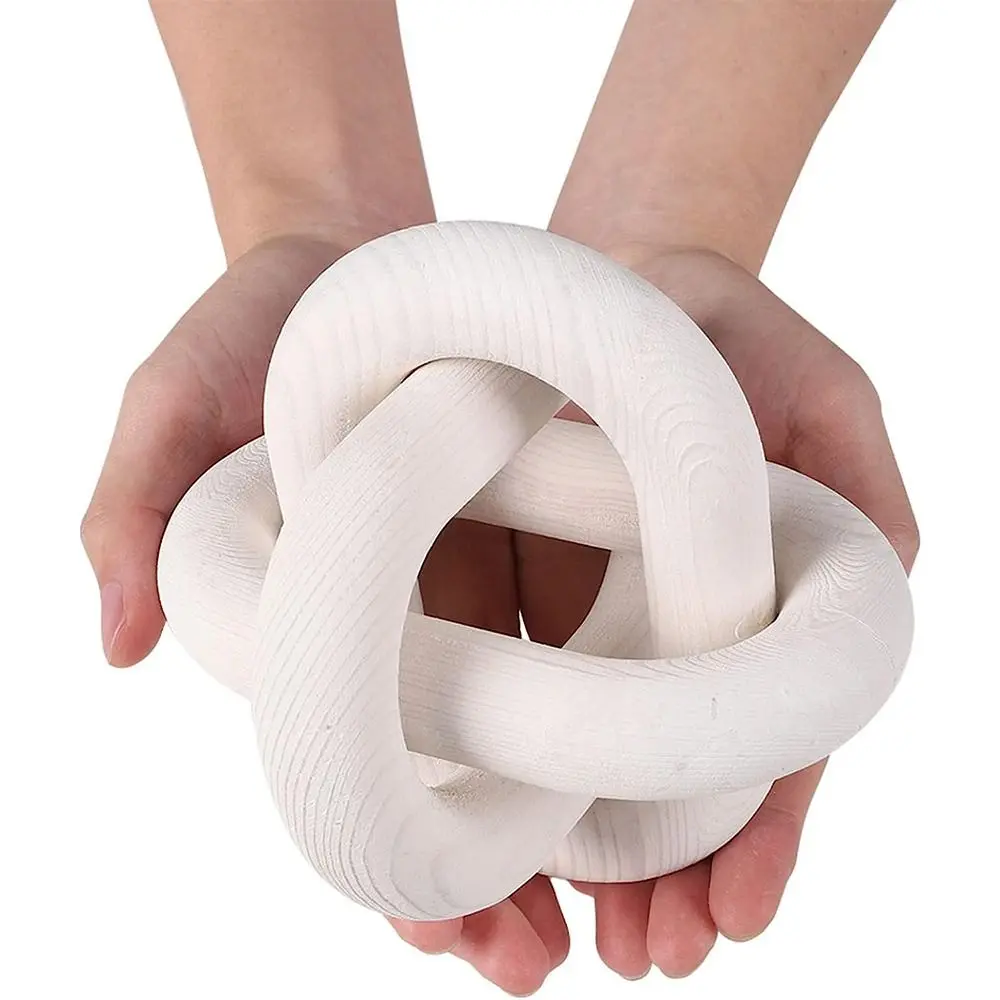 Modern Farmhouse Accents Hand Carved Wood Knot Decor Wood Chain Link Decor Shelf Decor 3-Link Pine