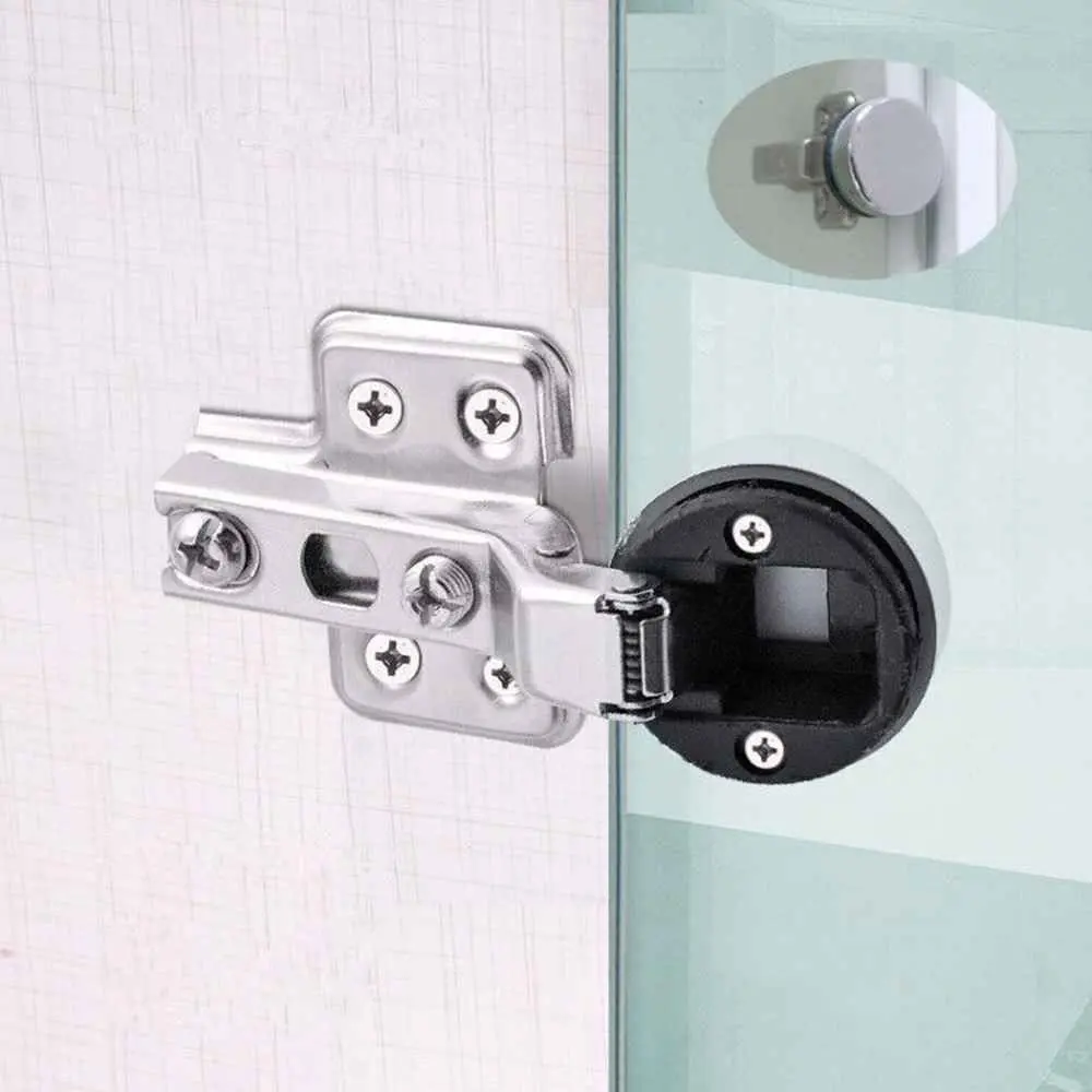 2Pcs Opening 26mm  Glass Door Hinge For Cabinet Door Display Wine Cabinet Door Damping Hinge Ordinary Hinge