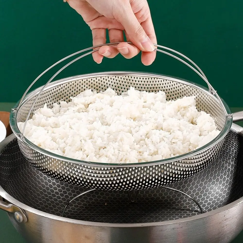 Stainless Steel Food Steamer Basket Pressure Cooker Steamer Basket with Handle Steaming Grid Drain Drainer Cooking Utensils