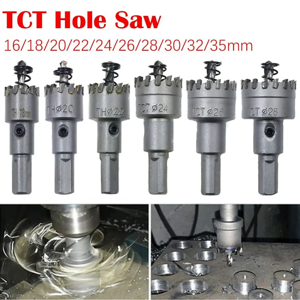 16~35mm TCT Hole Saw Drill Bit Carbide Tip Cutter Hole Opener For Stainless Steel Aluminum Alloy