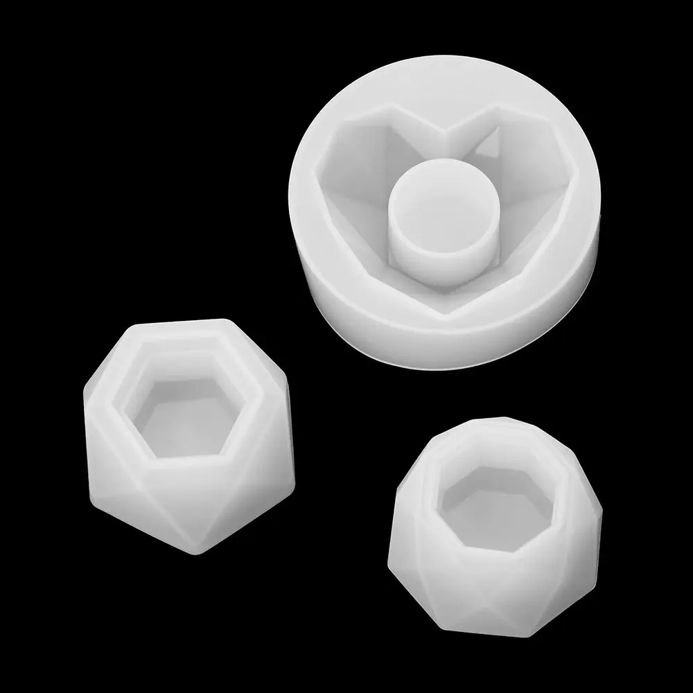 Silicone Pot Molds Form Arts Craft Polygonal Cup Moulds DIY Succulent Flowerpot Clay Plaster Gypsum Mold 3 Holes Concrete Mould