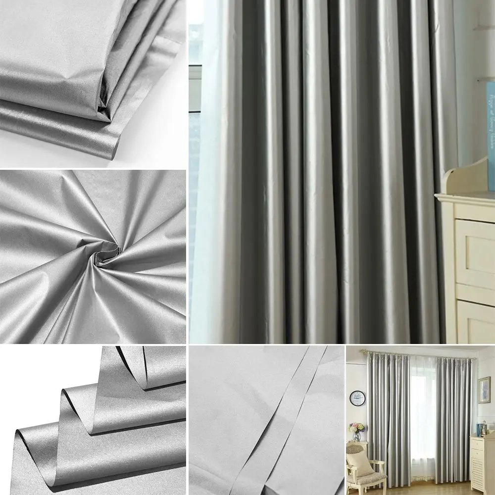 1.5m/1.8m/2m Sunscreen Heat Insulation Double-sided Silver-coated Shade Cloth Curtain Full Blackout Curtain Cloth Shielding