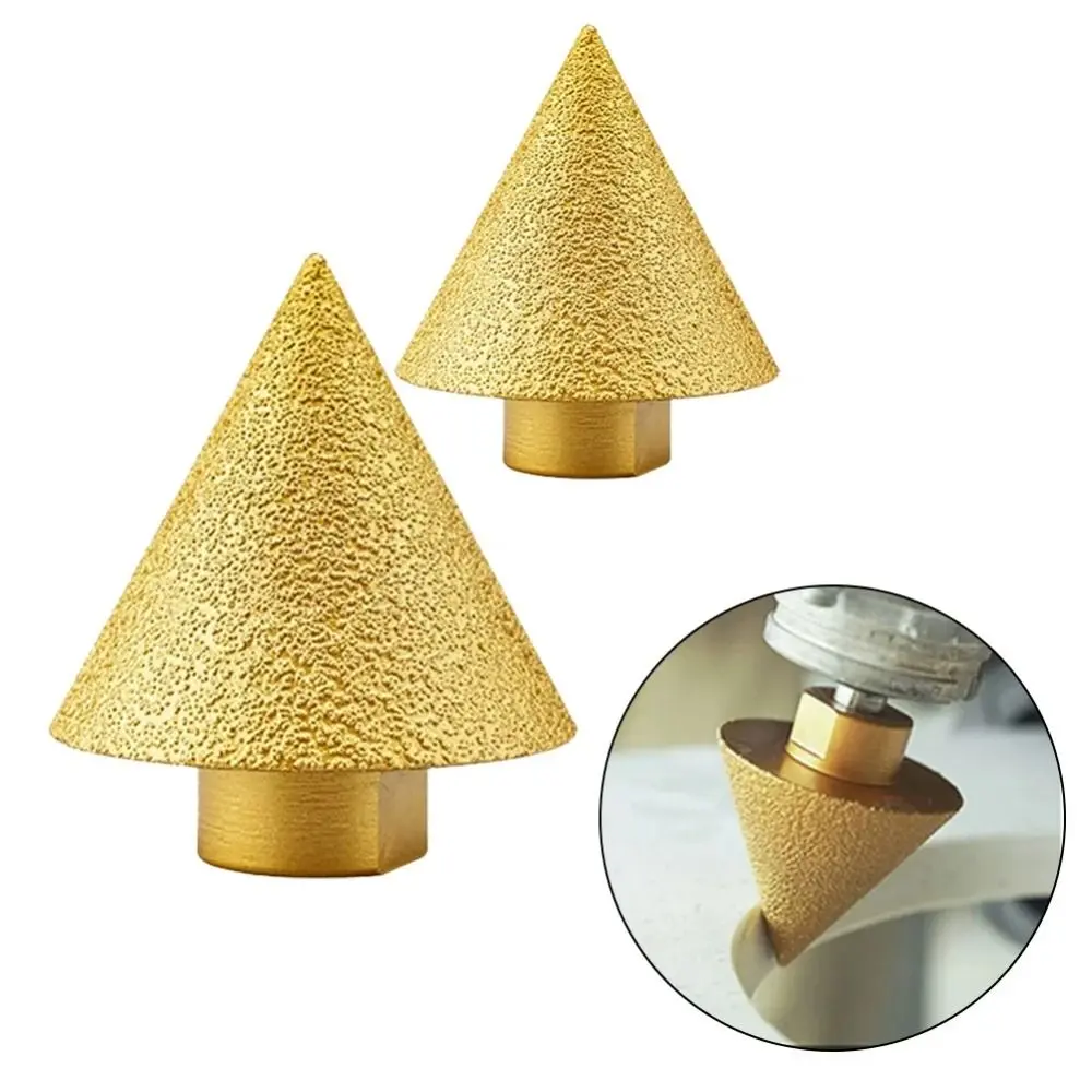 1pc M10 Thread Diamond Beveling Chamfer Bit 38/50mm Cone Carve Polishing Grinding Wheel For Porcelain Tiles Cutter Trimming