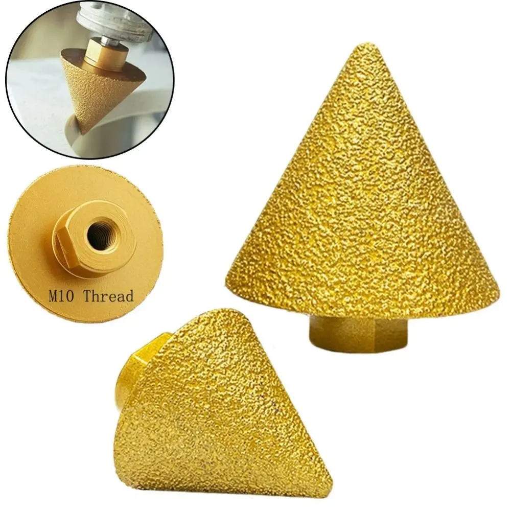 1pc M10 Thread Diamond Beveling Chamfer Bit 38/50mm Cone Carve Polishing Grinding Wheel For Porcelain Tiles Cutter Trimming
