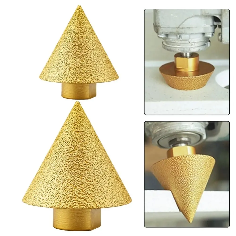 1pc M10 Thread Diamond Beveling Chamfer Bit 38/50mm Cone Carve Polishing Grinding Wheel For Porcelain Tiles Cutter Trimming