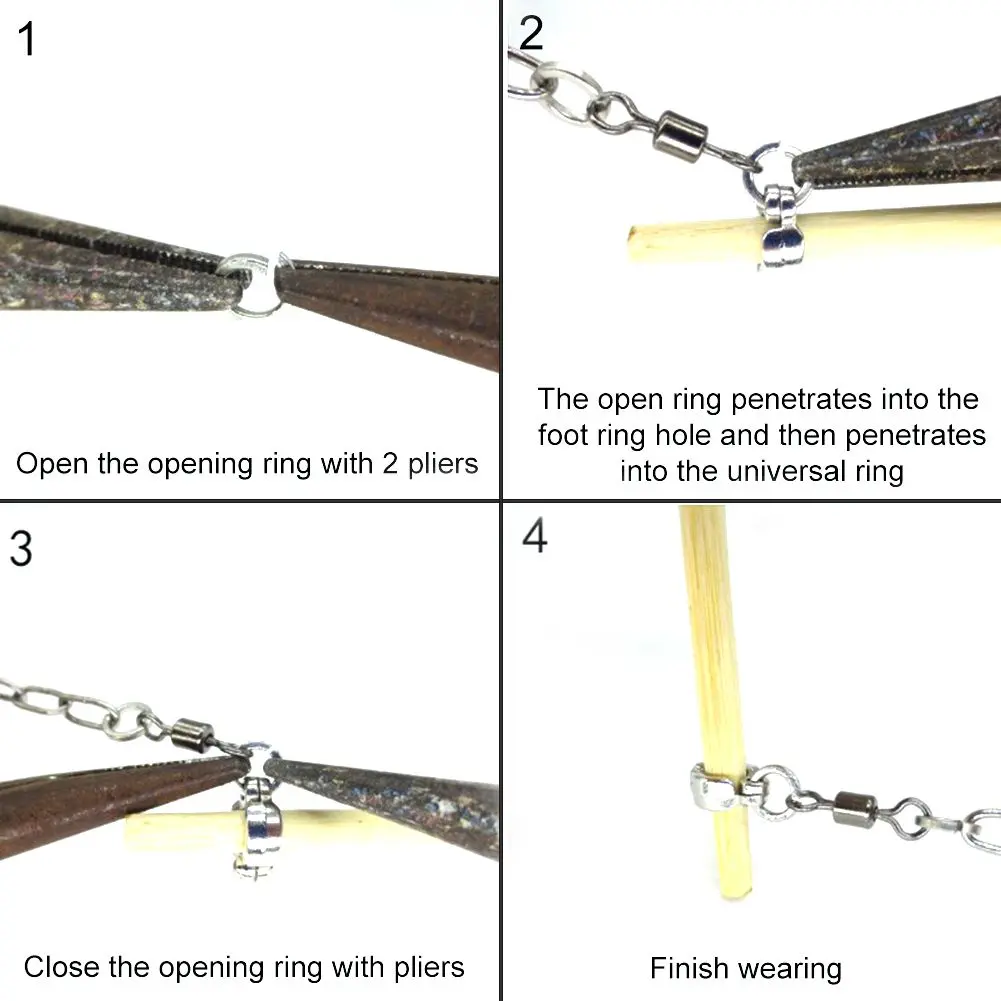 Bird Parrot Foot Chain Stainless Steel Ankle Foot Ring Stand Chain Outdoor Flying Training Bird Accessories 4 Size