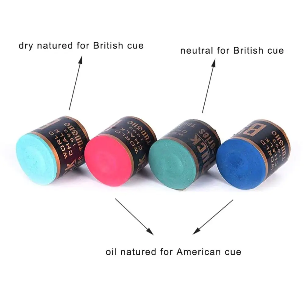 2PCS/Set No-slip Billiard Chalks Pool Cue Stick Chalk Snooker Easy Powder Billiard Chalk Pool Accessories Blue Green Red