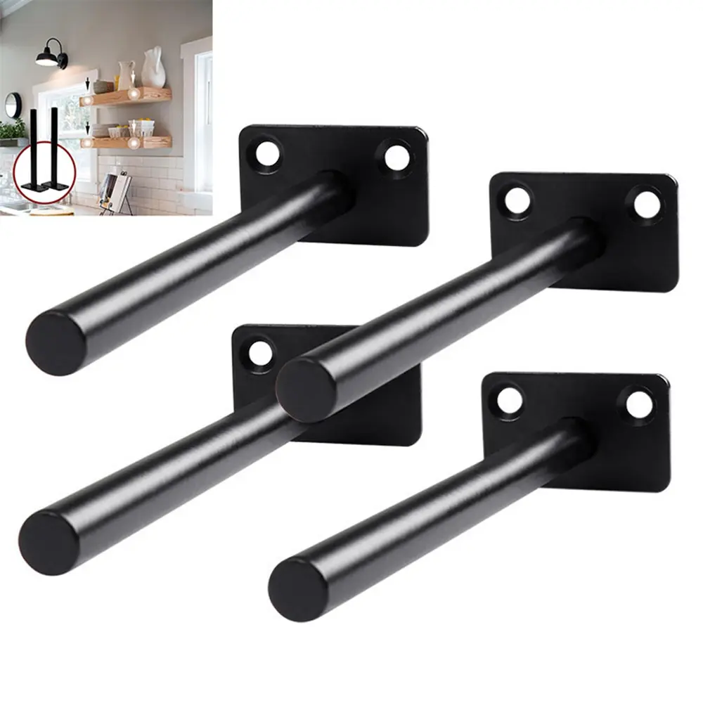 T Shape Concealed Shelf Brackets Floating  Wall Shelf Supports Screw Mounting Plate Multi sizes Metal Brackets