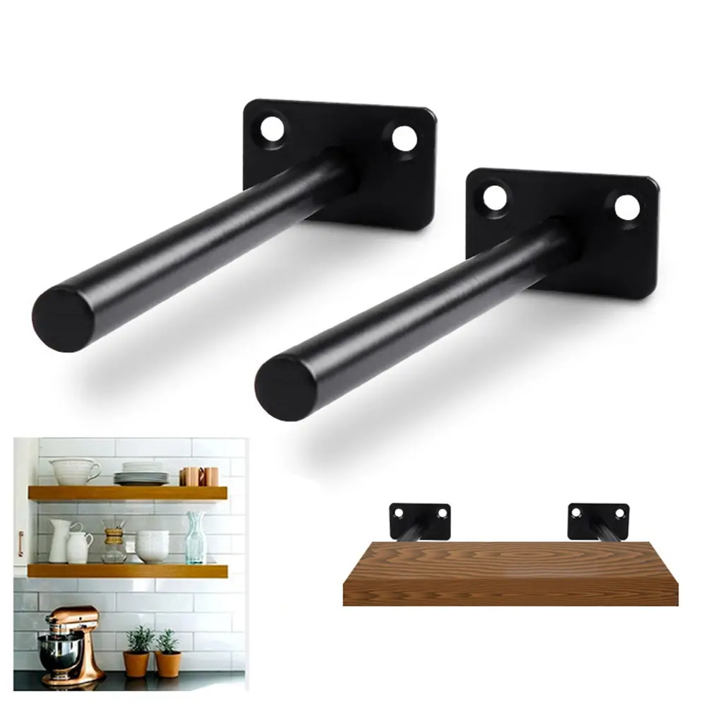 T Shape Concealed Shelf Brackets Floating  Wall Shelf Supports Screw Mounting Plate Multi sizes Metal Brackets
