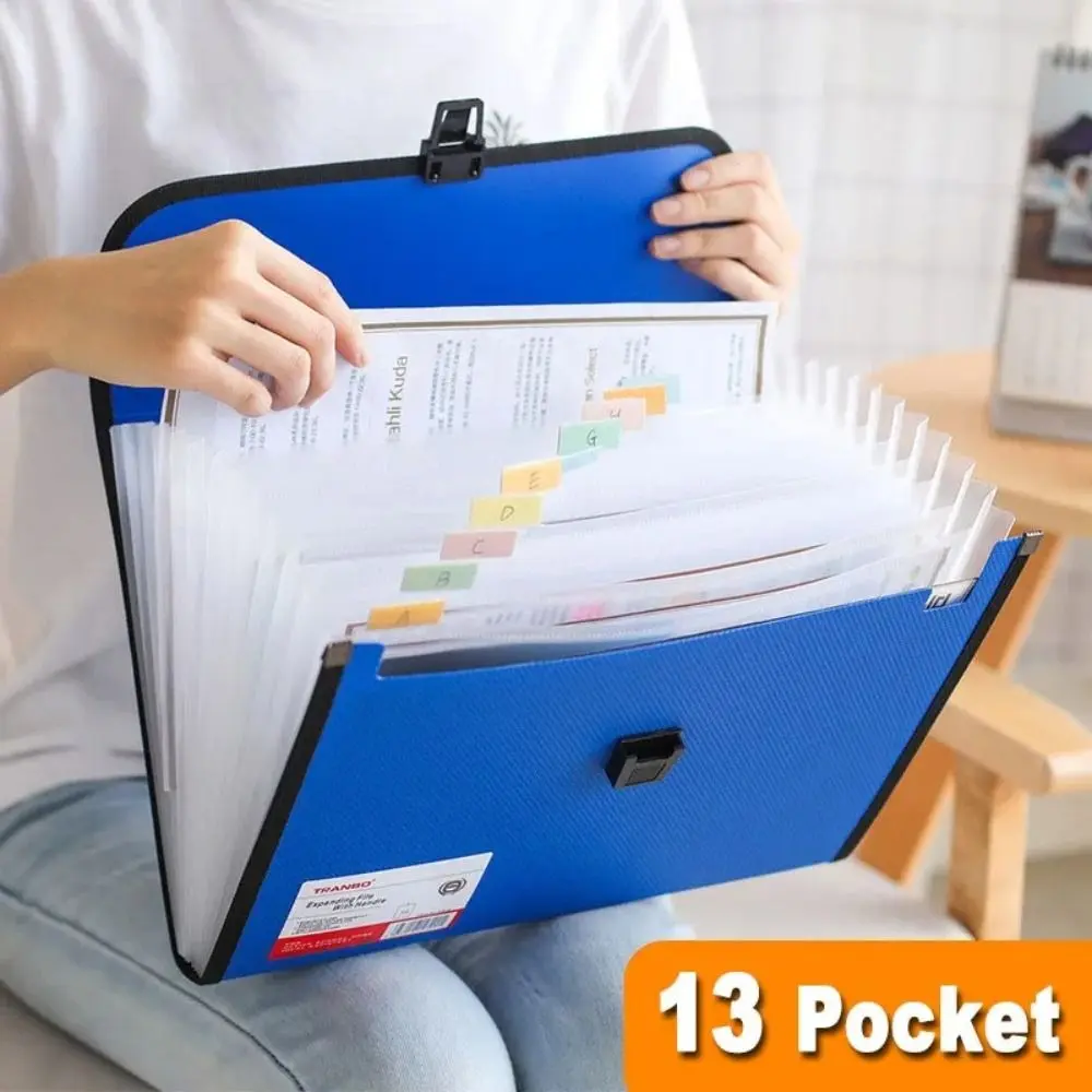 A4 Expanding File Accordion Folder Portable PP Large Capacity Office School Organizer Case 13 Pockets Organ Bag Holder