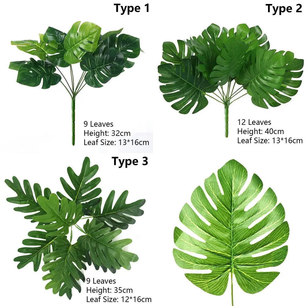 1 Bouquet Wedding Supply Home Decoration Landscape Simulation Grass Artificial Turtle Leaves Lifelike Palm Tropical Plants
