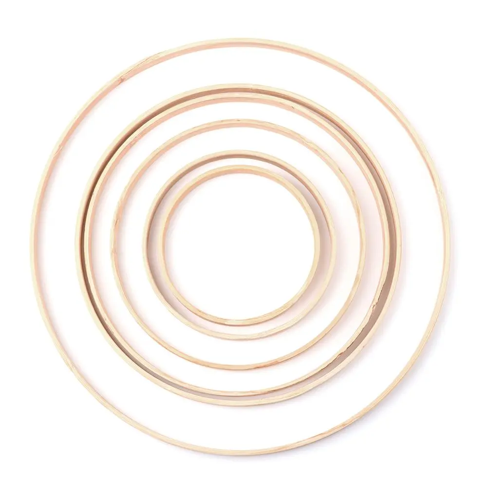 10Pcs Practical Round Crafts Wooden Bamboo Hoop Floral Hoop Bamboo Ring Dream Catcher