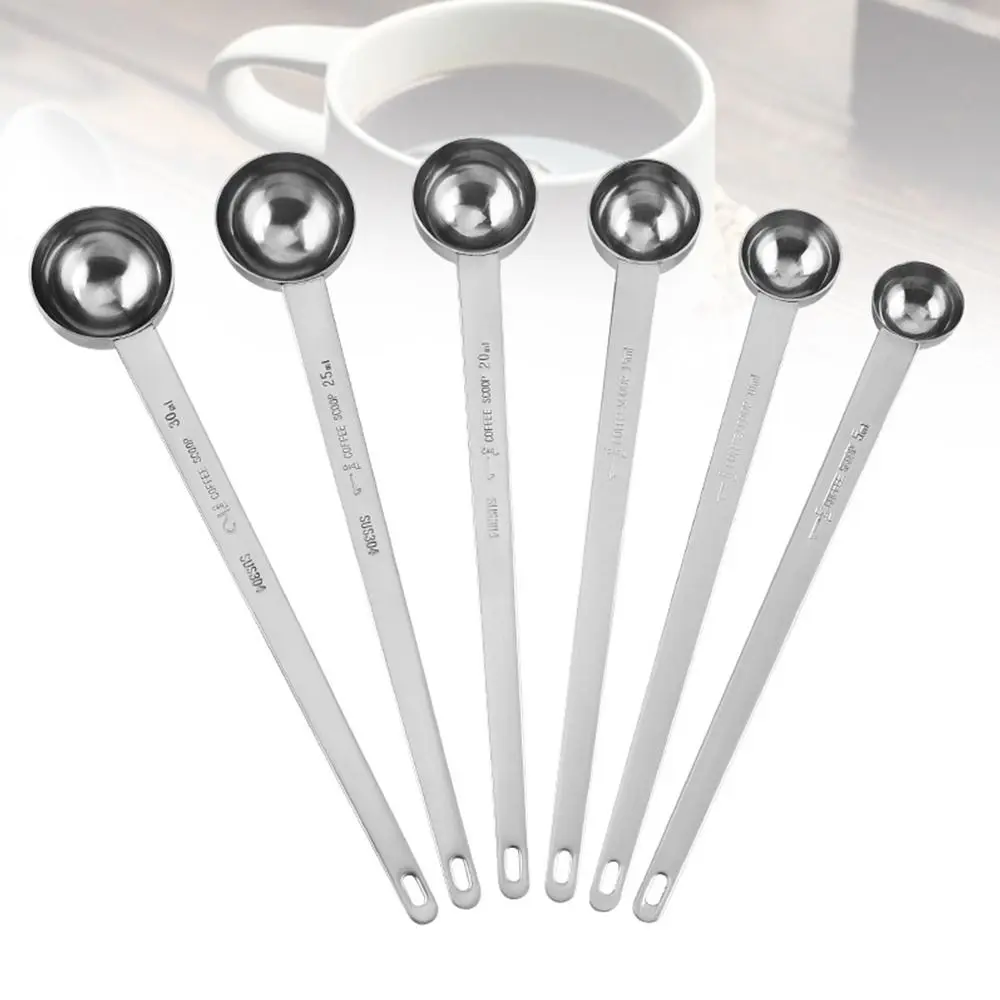 5/10/15/20/25/30ML Measuring Spoon Long Handle Stainless Steel Thicken Blending Coffee Powdered Milk Tablespoon Kitchen Gadgets
