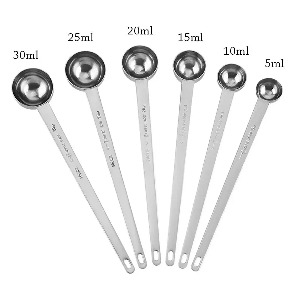 5/10/15/20/25/30ML Measuring Spoon Long Handle Stainless Steel Thicken Blending Coffee Powdered Milk Tablespoon Kitchen Gadgets