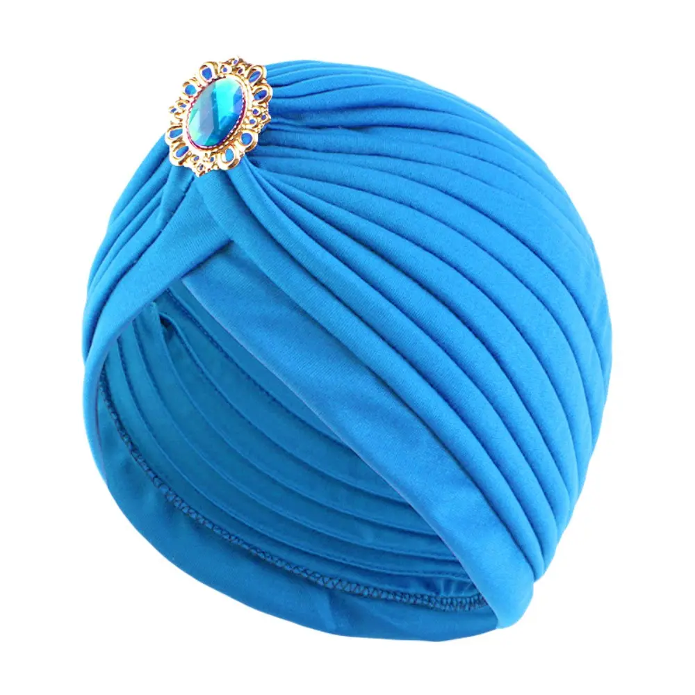 New Women Beads Knot Twist Turban Headbands Cap Instant Hijab With Cap Headwear Casual Streetwear Female Muslim Indian Hat
