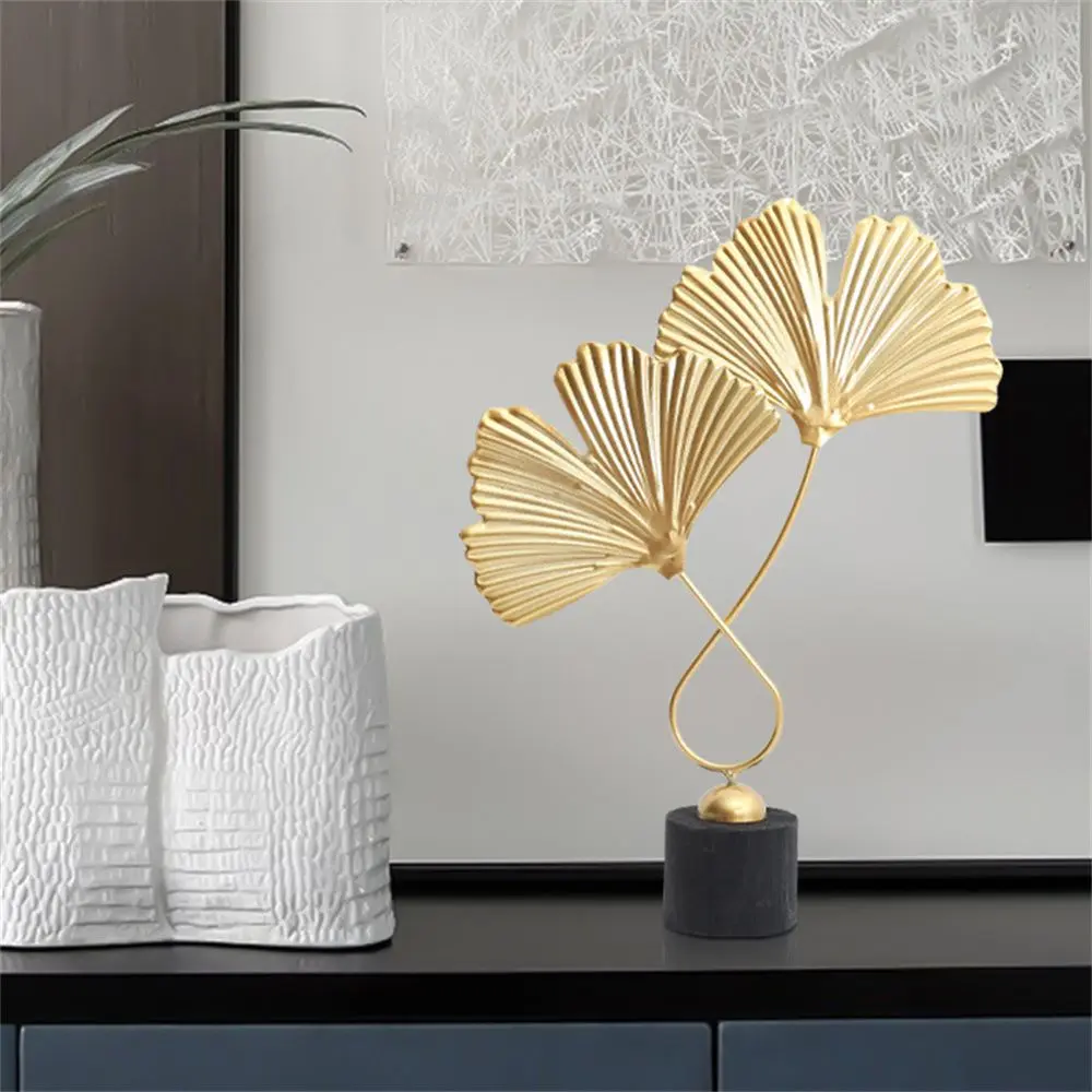 Modern Fan Shaped Ginkgo Leaf Decoration Nordic Minimalist Sculpture Ornament Office Home Figurines Statue