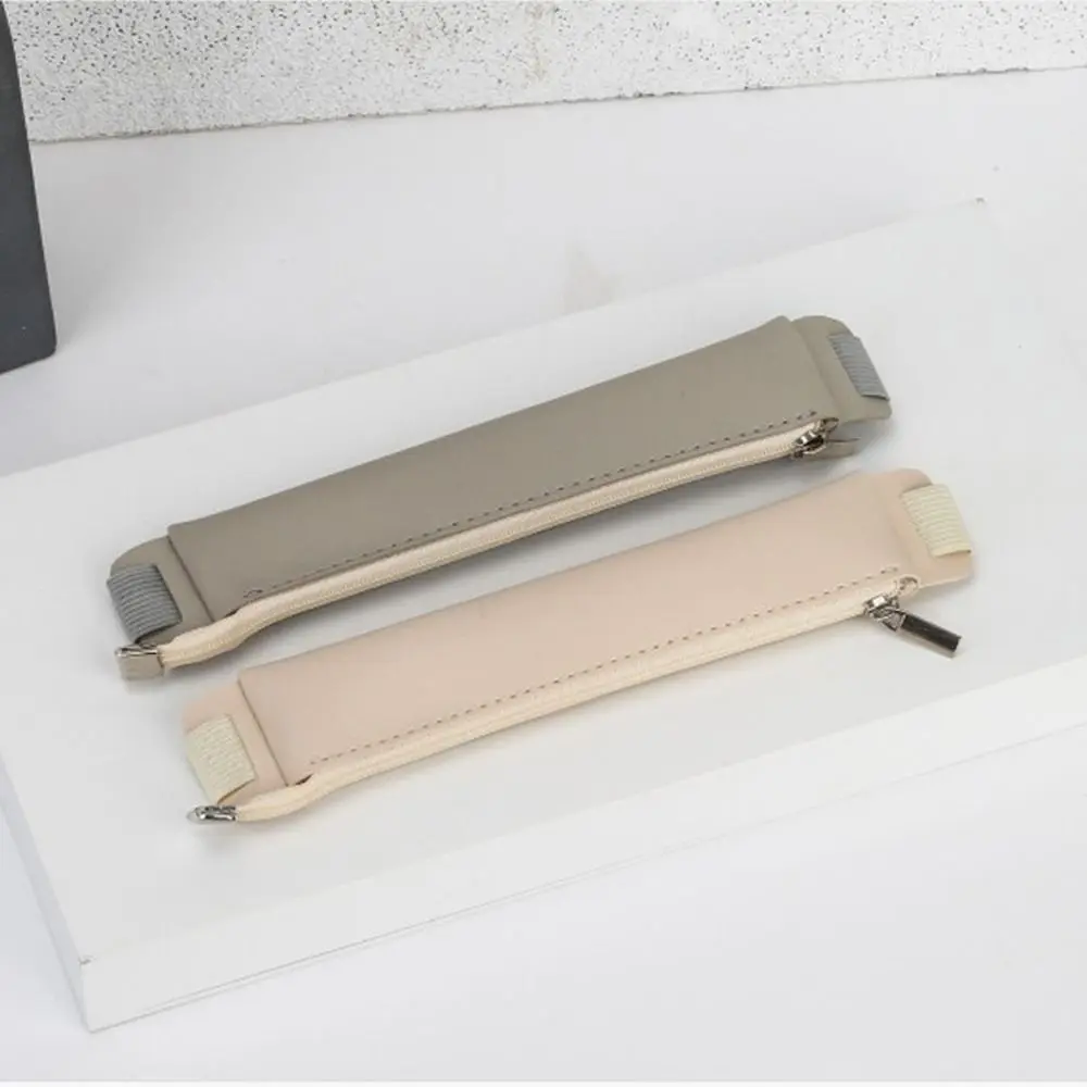 Vintage Pu Leather Pencil Case Book Notebook Rubber Band Pen Clip Portable Office Meeting Laptop Pen Holder