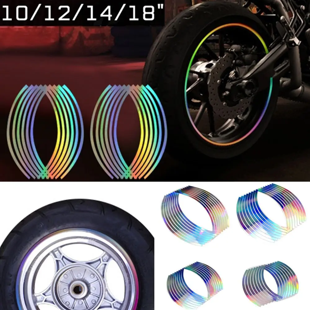 10/12/14/18" Laser Wheel Rim Tape For Motorcycle & Car Reflective Body Sticker