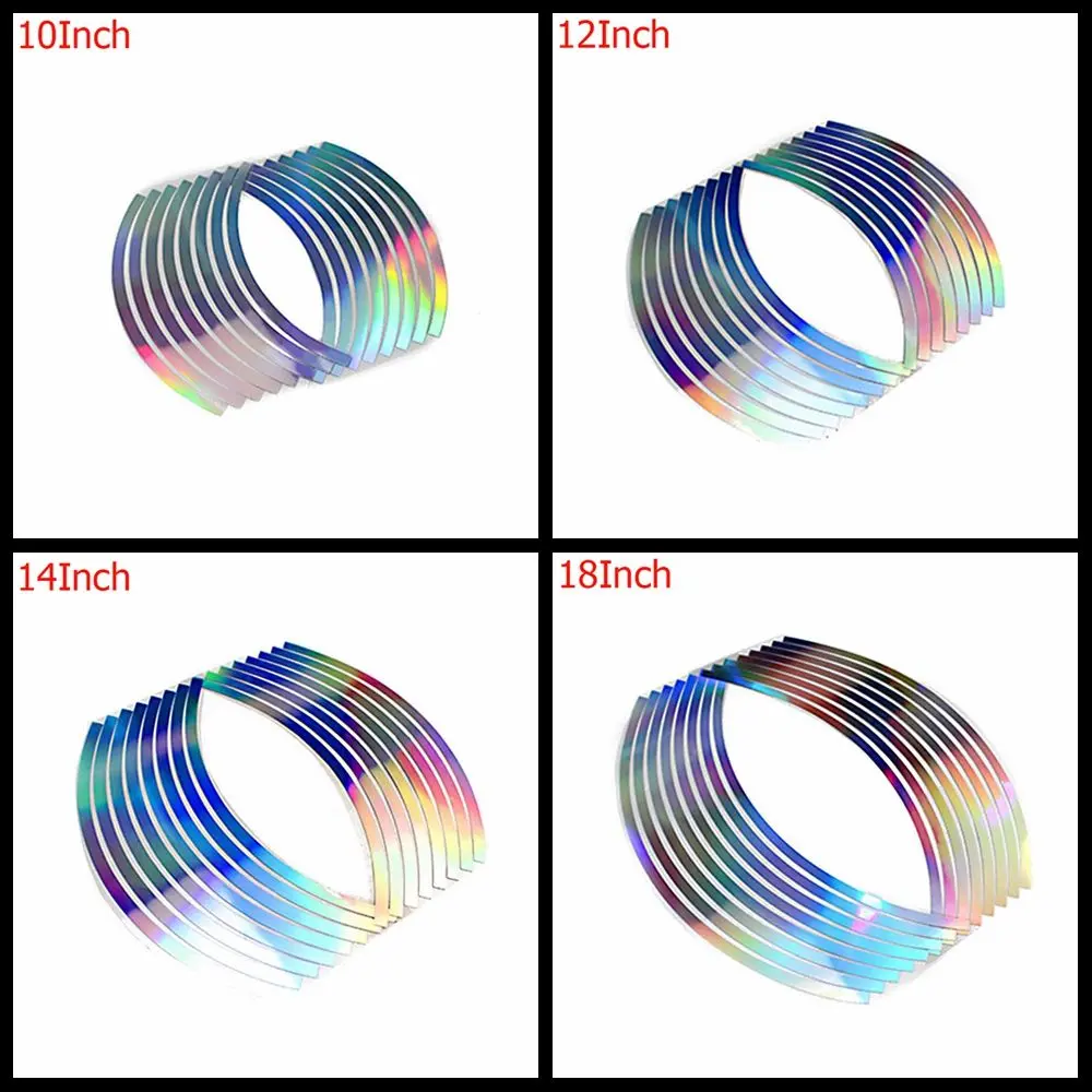 10/12/14/18" Laser Wheel Rim Tape For Motorcycle & Car Reflective Body Sticker